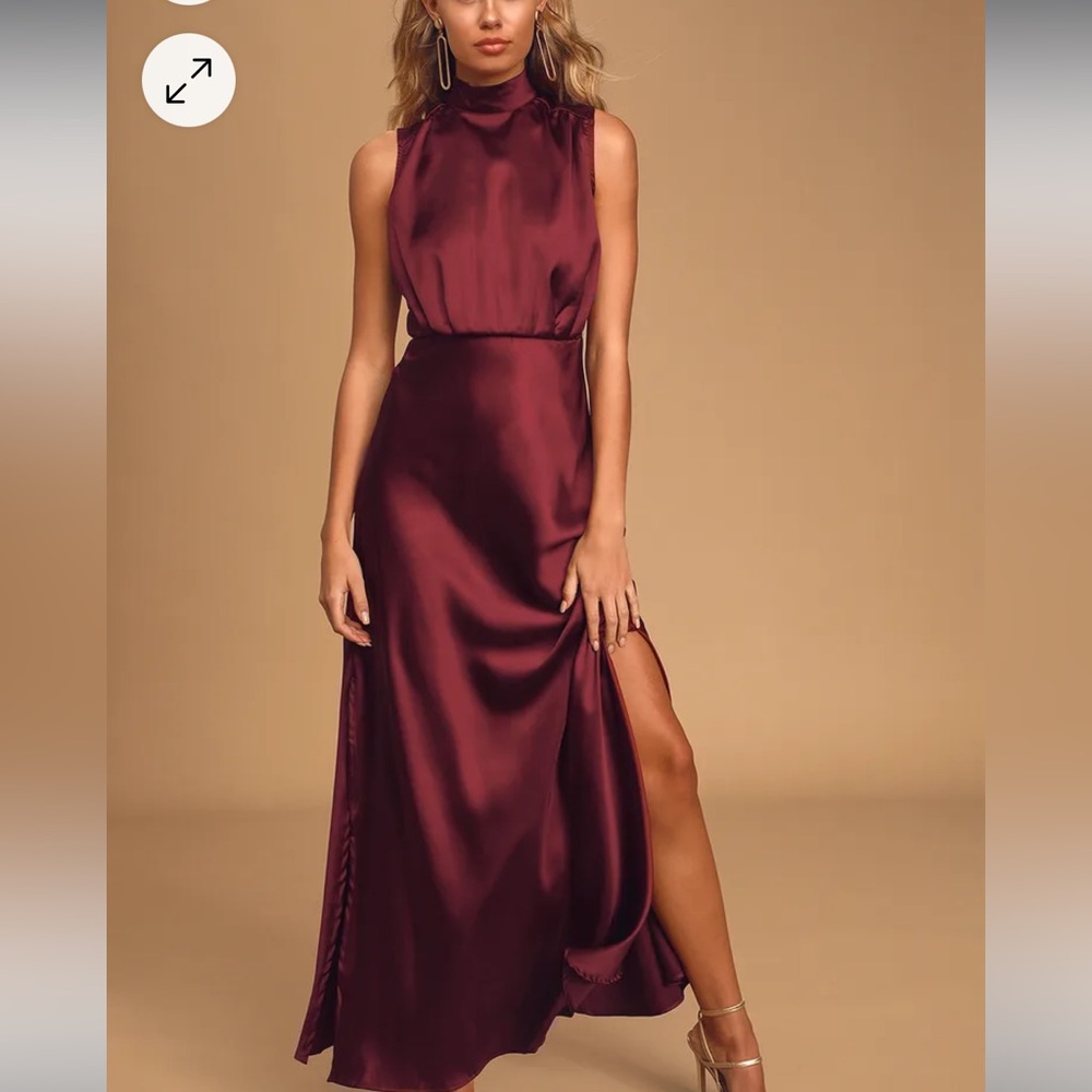 Lulus Classic Elegance Wine Satin Maxi Dress